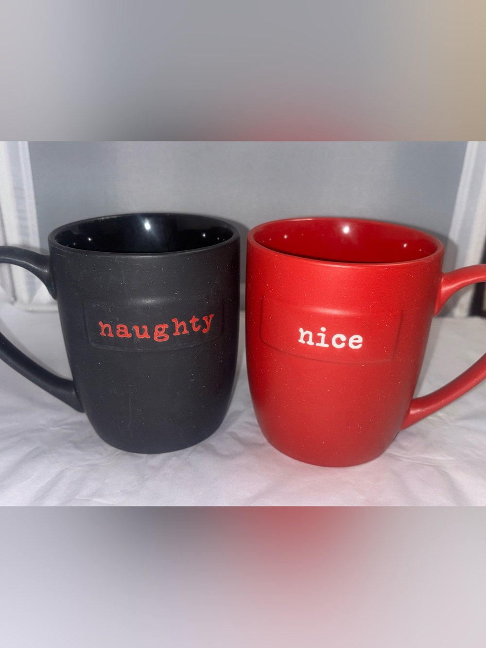 Black "Naughty" and Red "Nice" Ceramic Mugs - Set of 2